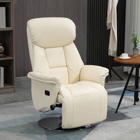 Homcom Us839-848v80cw0141 Adjustable Swivel Recliner Chair With Footrest Padded Arms
