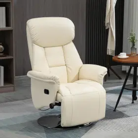 Us839-848v80cw0141 Homcom Adjustable Swivel Recliner Chair With Footrest Padded Arms