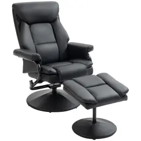 Us839-869v80bk0131 Homcom Recliner Chair With Ottoman Footrest 360 Swivel Reclining Faux