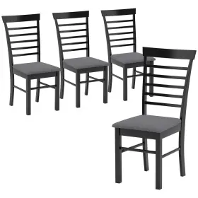 Us83a-293v81bk0145 Homcom Farmhouse Wooden Dining Chairs Set Of 4 For Room Black And Gray