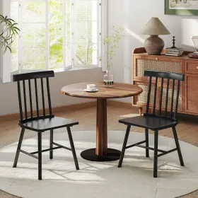 Us83a-328v00bk0146 Homcom Dining Chairs Set Of 2 Farmhouse Rubber Wood Kitchen Black