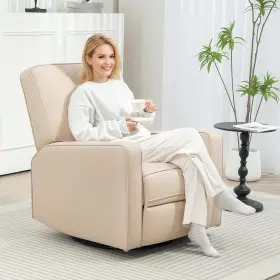 Us83b-258v80cw0146 Homcom Manual Recliner Chair Glider Rocking For Living Room Beige