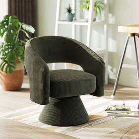 Homcom Us83b-644v00gn0141 Swivel Barrel Chair Modern Corduroy Accent With Thick Padding Green