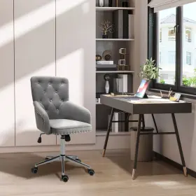 Us921-537gy0146 Homcom Home Office Desk Chair With Nailhead Trim And Button Tufted Back Design