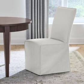 Home Decorators Collection 744110581065 Beacon Beige Slip-cover Fabric Upholstered Parsons Set Of 2 Dining Chairs