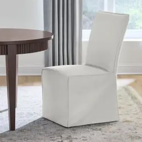 Home Decorators Collection 744110581065 Beacon Beige Slip-cover Fabric Upholstered Parsons Set Of 2 Dining Chairs