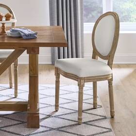 Home Decorators Collection 744759250568 Kingsmead Beige Upholstered Solid Wood Louis Xvi Set Of 2 Dining Chairs