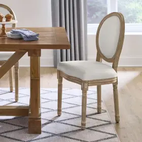 Home Decorators Collection 744759250568 Kingsmead Beige Upholstered Solid Wood Louis Xvi Set Of 2 Dining Chairs