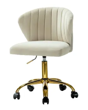 30505800870000 Home Design 14 Karat Ilia Velvet Office Chair Beige Ns