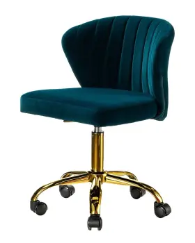 30509865170000 Home Design 14 Karat Ilia Velvet Office Chair Blue