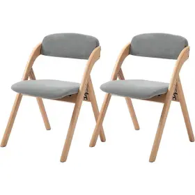 Hfhdof-058gy Homefun Folding Wooden Stackable Dining Chairs With Gray Padded Seats Set Of 2