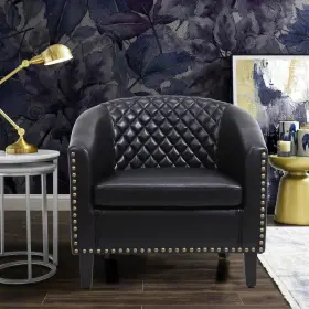 Hfhdsn-146bk Homefun Accent Chairs 27.9 Inch Hx29.1 W Faux Leather Foam Square Tufted Arm Black