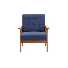 Hfhdsn-618ny Homefun Mid-century Upholstered Navy Blue Linen Fabric Accent Arm Chair With