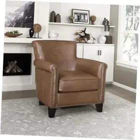 Homelegance 194840267522 100% Top Grain Genuine Leather Chair Accent Chairs For Living Room