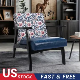 Haa002c Homemiyn 21.65ftft Wide Tufted Artificial Leather Mid-century Modern Armchair