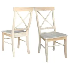 Homepacific 601818759137 Set Of 2 - Unfinished Wood Dining Chairs With X-back Seat Backrest
