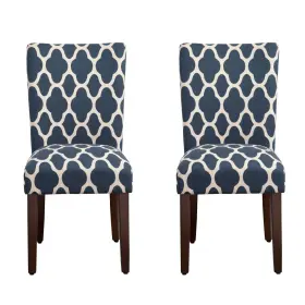 Homepop 655258838082 Parsons Classic Upholstered Accent Dining Chair Set Of 2 Navy And Cream Geo