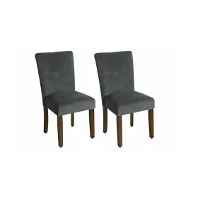 Homepop 655258845936 Parsons Classic Upholstered Accent Dining Chair Pack Of 2 Dark Grey Velvet