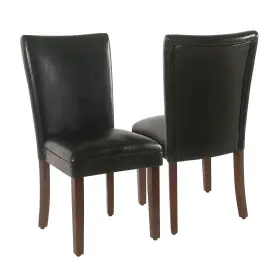 Homepop 655258856154 Parsons Upholstered Accent Dining Chair Set Of 2 Black Faux Leather