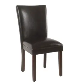 Homepop 655258856161 Parsons Upholstered Accent Dining Chair Set Of 2 Dark Brown Faux Leather