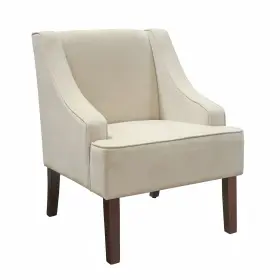 Homepop 655258869796 Swoop Arm Chair Armchairs Light Cream Velvet
