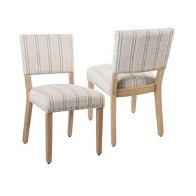 Homepop 76200626 Armless Linen Dining Chair Set Of 2 Modern Wood Blue White