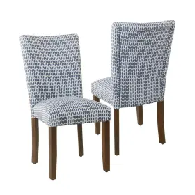 81813713 Homepop Set Of 2 Parson Dining Chair Blue Geometric - Cotton Upholstery