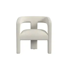 90283460 Homepop Upholstered Accent Chair Boucle White - Modern Barrel Back