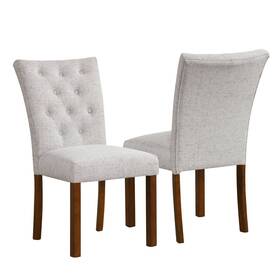 Homepop 91226851 Set Of 2 Tufted Back Parsons Dining Chairs Neutral Upholstered Plywood