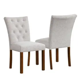 91226851 Homepop Set Of 2 Tufted Back Parsons Dining Chairs Neutral Upholstered Plywood