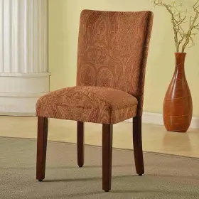 K1136-f765 Homepop Dining Chair 38 Inch X 19 Armless Parsons High Back Red Gold Damask