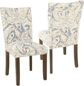 Homepop K6805-a858 Classic Parsons Dining Chair - Blue Velvet Paisley Print Set Of 2