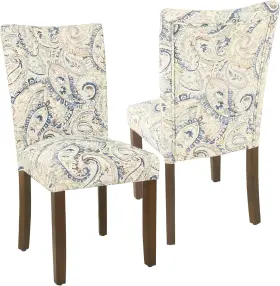 K6805-a858 Homepop Classic Parsons Dining Chair - Blue Velvet Paisley Print Set Of 2