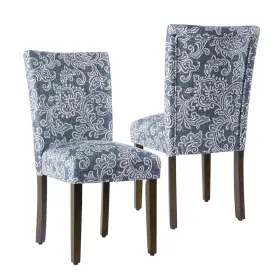 K6805-a879 Homepop Classic Parsons Dining Chair -denim Jacobean Print Set Of 2