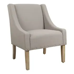 K7683-f2178 Homepop Wood And Fabric Swoop Accent Chair With Nailhead Trim In Tan