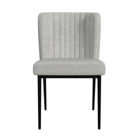 Homepop K8689 Channel Back Dining Chairs Set Of 2 Light Gray Woven Metal Legs