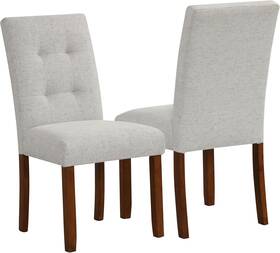 Homepop K8731-f2415 Button Tufted Dining Chairs Slate Gray Woven Set Of 2