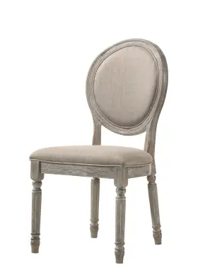 6000573305 Homeroots Set Of Two Tan And Oak Upholstered Fabric King Louis Back Dining Side