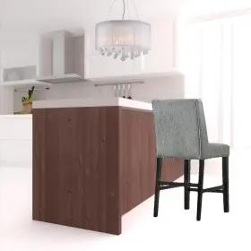 516207 Homeroots.co Set Of Two 42 Inch Charcoal And Espresso Solid Wood Bar Chairs