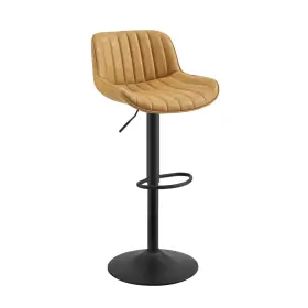 524980 Homeroots.co Set Of Two 31 Inch Yellow And Black Faux Leather Steel Swivel Low Back