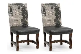 Homeroots.co 608219066673 Set Of Two Black Gray And Dark Brown Solid Wood Upholstered Chenille Leather