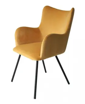 Homeroots Kitchen & Dining 606114579083 Yellow Curvy Velvet And Black Modern Chair