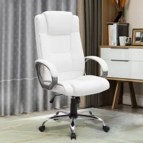 11304hd Homestock Faux Leather Adjustable Height Seat Executive Office Chair 25.9 H In . White