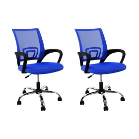 50226hd Homestock Upholstery Adjustable Heightergonomic Standard Chair In Blue - Set Of