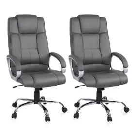 50229hd Homestock Executive Office Chair Faux Leather Adjustable Height In Gray Set Of 2