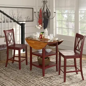 40530c3-24rd Homesullivan Antique Berry Double X-back Counter Height Chair Set Of 2