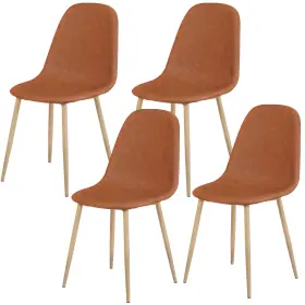 H01-8444 Homgarden 2-201 Set Of 4 Dining Chairs Pu Cushion Seat Metal Leg For Kitchen Brown
