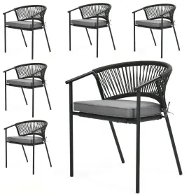 Homiflex 197839816985 Set Of 6 Outdoor Stackable Dining Chair Rattan Patio With Armrest Backyard