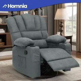 Homnia 197839629158 Elderly Swivel Recliner Chair Glider Rocker Sofa With Cup Holder For Living Room