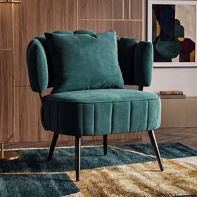 Homnibay L384728874902 Modern Armchair Chenille Upholstered Accent Chair With Spring Seat And Slipcover